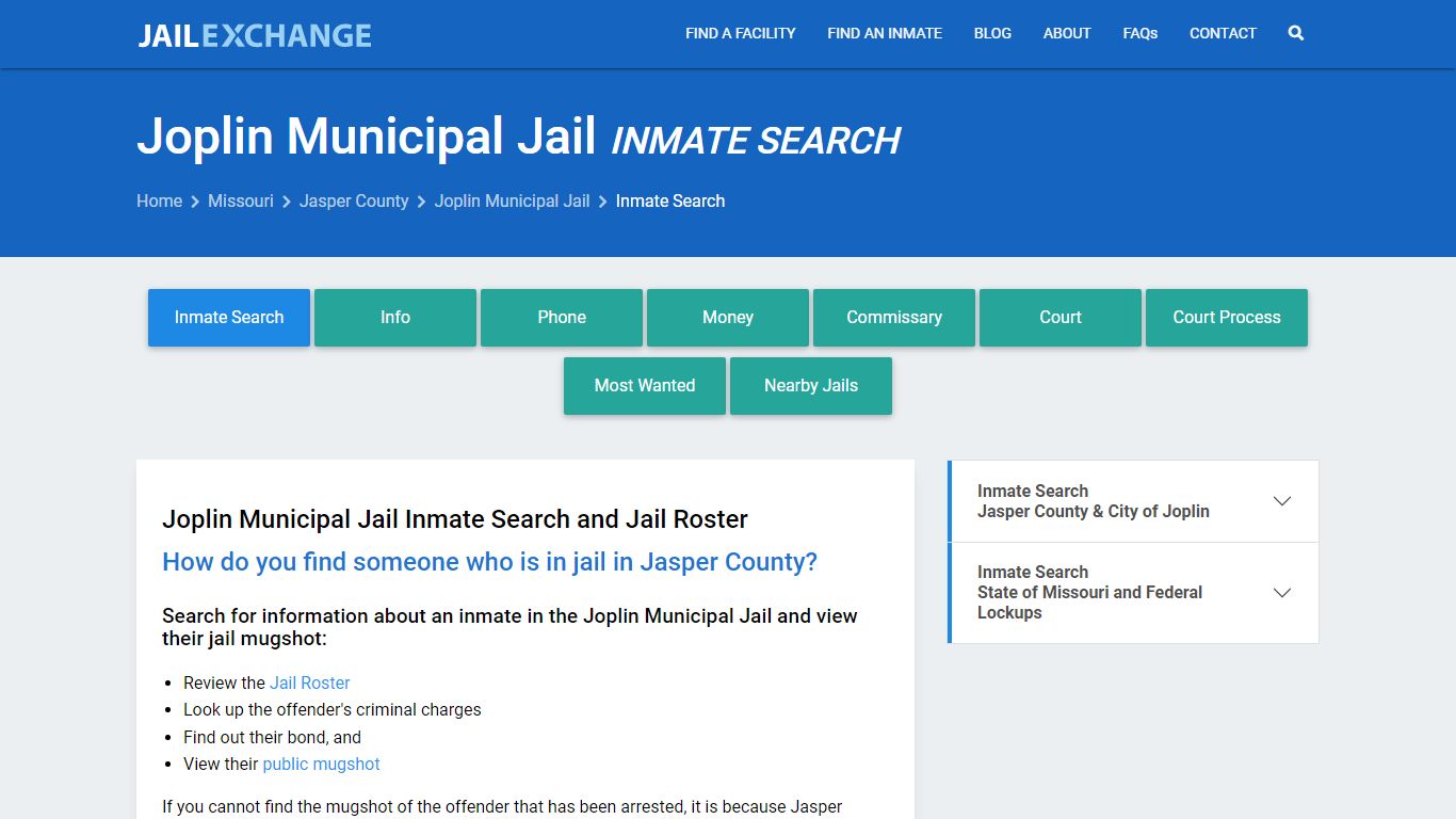 Inmate Search: Roster & Mugshots - Joplin Municipal Jail, MO